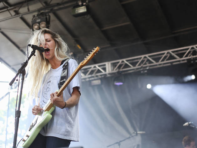 Bully played to an enthusiastic crowd during an unexpectedly stormy Saturday at Pitchfork Music Festival, July 18, 2015.