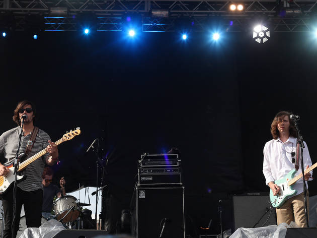 Parquet Courts played to an enthusiastic crowd during an unexpectedly stormy Saturday at Pitchfork Music Festival, July 18, 2015.
