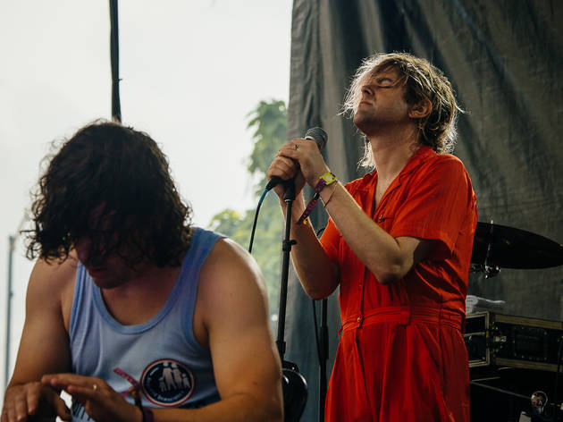 Ariel Pink played to an enthusiastic crowd during an unexpectedly stormy Saturday at Pitchfork Music Festival, July 18, 2015.