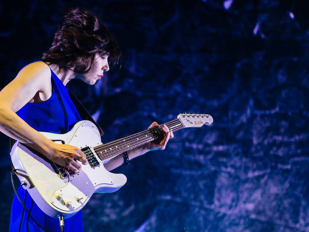 Sleater-Kinney played to an enthusiastic crowd during an unexpectedly stormy Saturday at Pitchfork Music Festival, July 18, 2015.