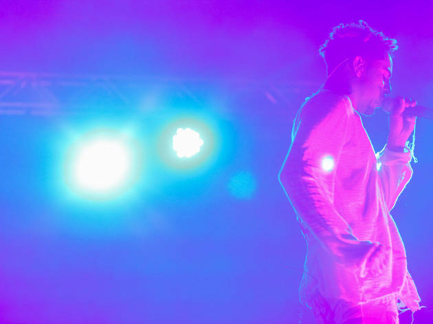 Vic Mensa played to an enthusiastic crowd during an unexpectedly stormy Saturday at Pitchfork Music Festival, July 18, 2015.