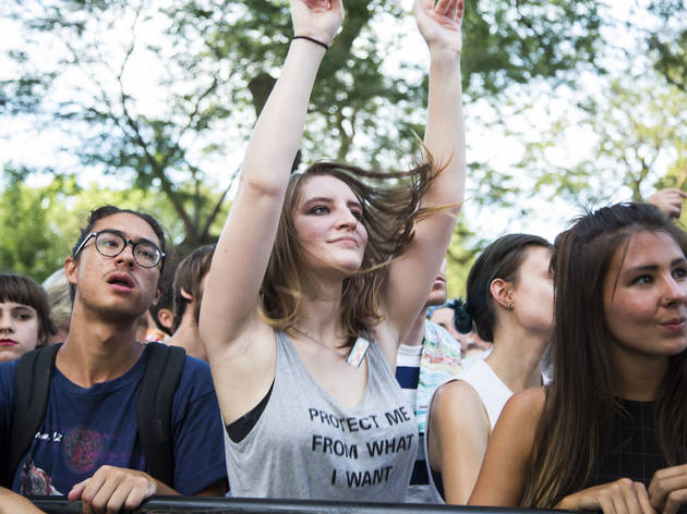 Attendees showed up prepared for a day of rain and music on Sunday at Pitchfork Music Festival, July 19, 2015.
