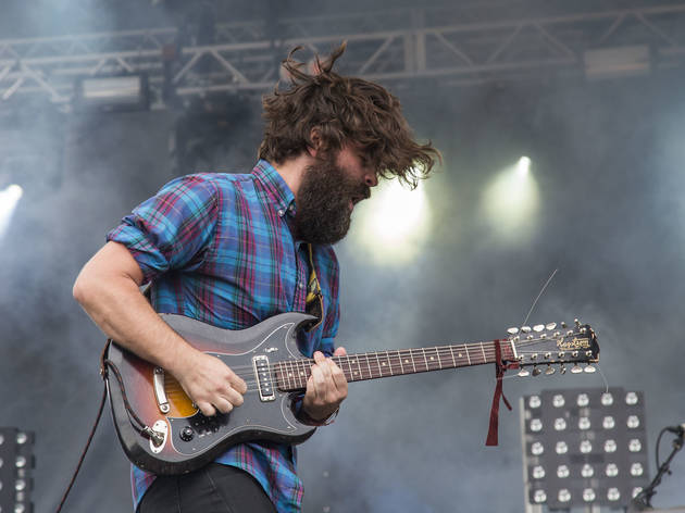 Viet Cong played to a sold out crowd under stormy skies on Sunday at Pitchfork Music Festival, July 19, 2015.
