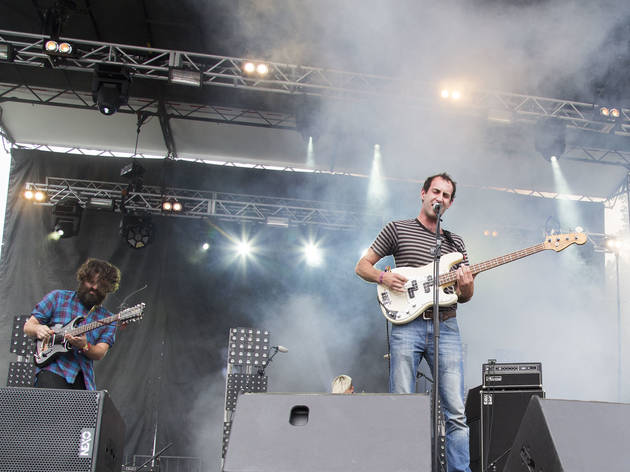 Viet Cong played to a sold out crowd under stormy skies on Sunday at Pitchfork Music Festival, July 19, 2015.
