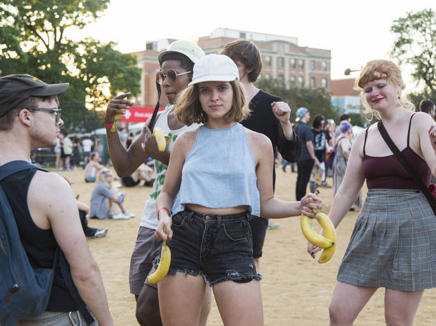 Attendees showed up prepared for a day of rain and music on Sunday at Pitchfork Music Festival, July 19, 2015.