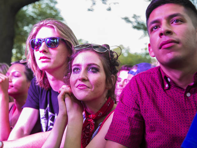 Attendees showed up prepared for a day of rain and music on Sunday at Pitchfork Music Festival, July 19, 2015.