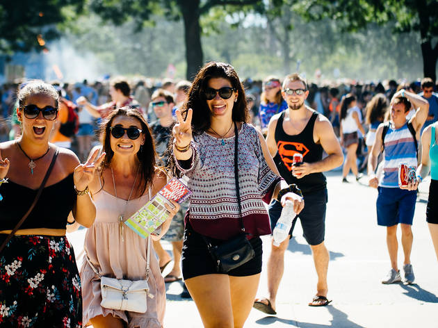 Thousands of attendees crowded into Grant Park to see bands during the first day of the Lollapalooza on July 31, 2015.