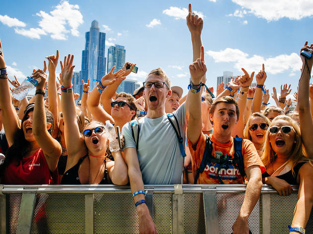 Thousands of attendees crowded into Grant Park to see bands during the first day of Lollapalooza on July 31, 2015.