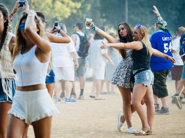 Thousands of attendees crowded into Grant Park to see bands during the first day of the Lollapalooza on July 31, 2015.