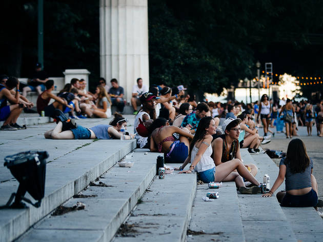 Thousands of attendees crowded into Grant Park to see bands during the first day of the Lollapalooza on July 31, 2015.