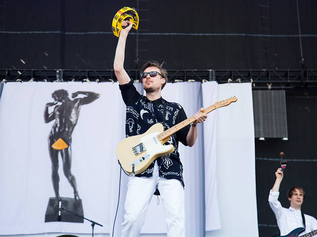Django Django turned in a set in front of a crowd of thousands at Lollapalooza on August 1, 2015.