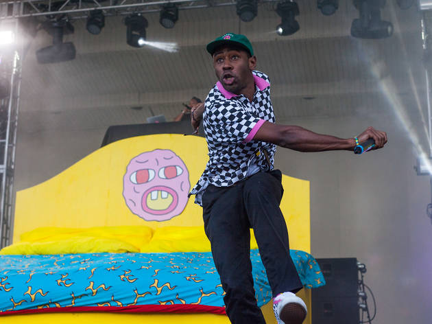 Tyler, The Creator turned in a set in front of a crowd of thousands at Lollapalooza on August 1, 2015.