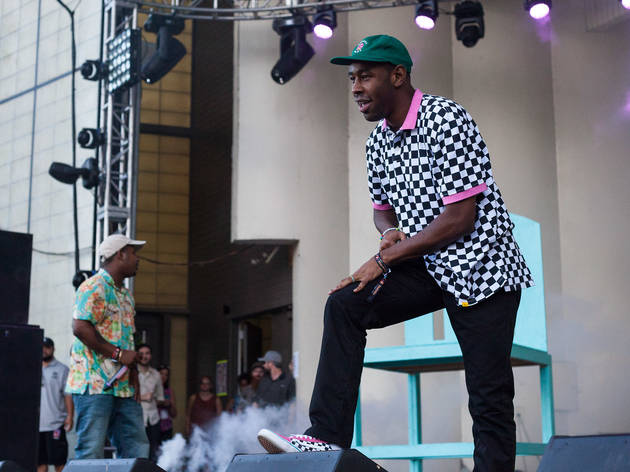 Tyler, The Creator turned in a set in front of a crowd of thousands at Lollapalooza on August 1, 2015.