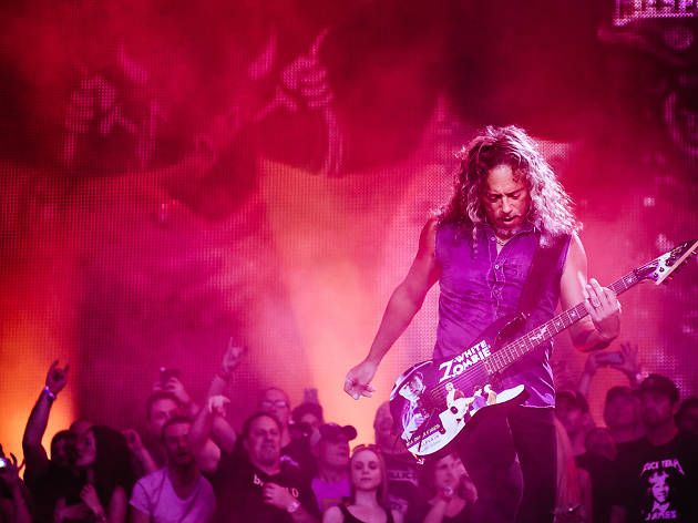 Metallica turned in a set in front of a crowd of thousands at Lollapalooza on August 1, 2015.