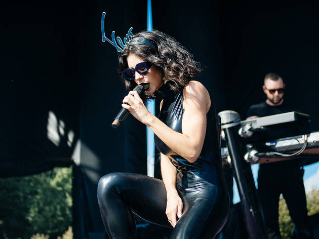 Marina and The Diamonds hit the stage in Grant Park on the final day of Lollapalooza on August 2, 2015.