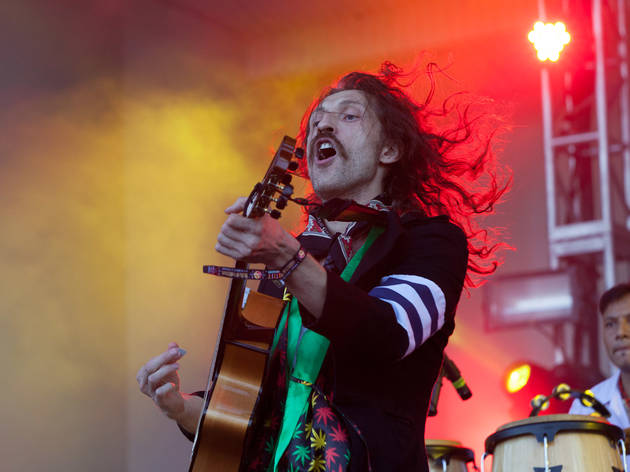 Gogol Bordello hit the stage in Grant Park on the final day of Lollapalooza on August 2, 2015.