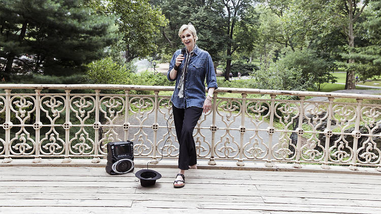 Check out our photos of Jane Lynch busking in Central Park