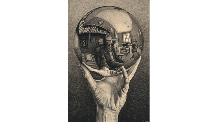 MC Escher: 'Hand with a Reflecting Sphere', 1935. © The M.C. Escher Company BV -Baarn-the Netherlands