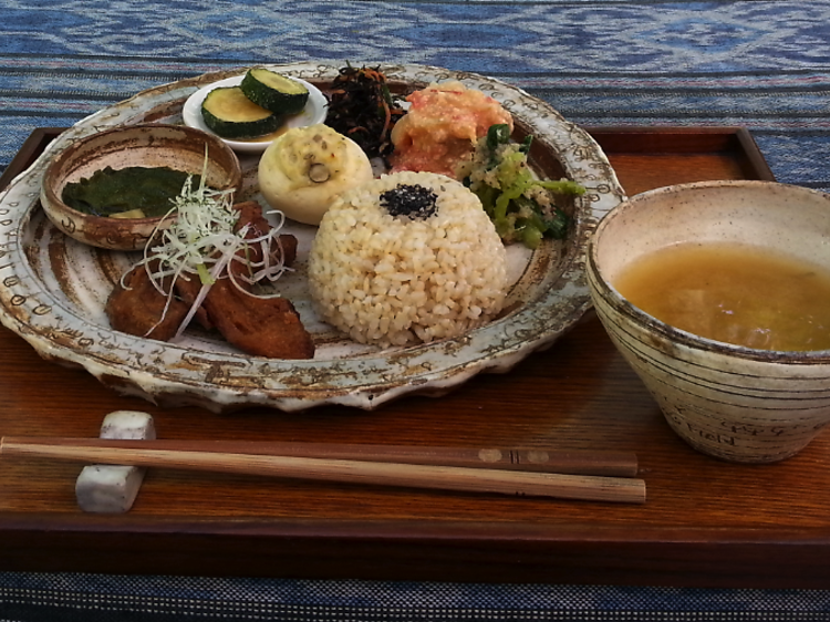 Enjoy a farm lunch next to rice fields and grazing goats