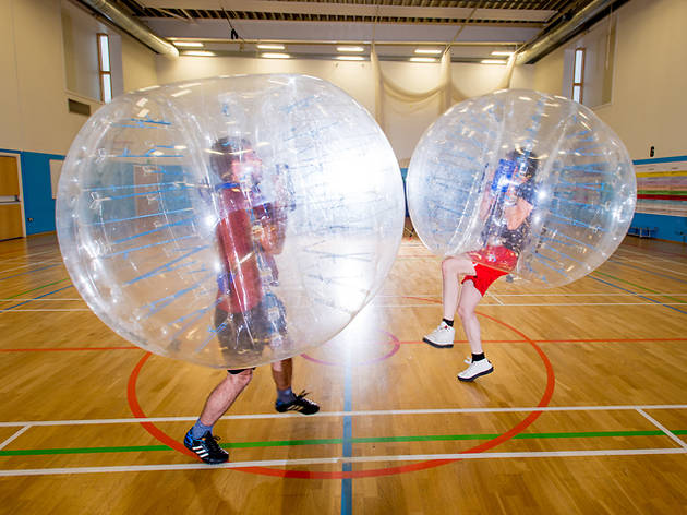 Weird workouts: have a ball with bubble football Weird workouts: have a ball with bubble football