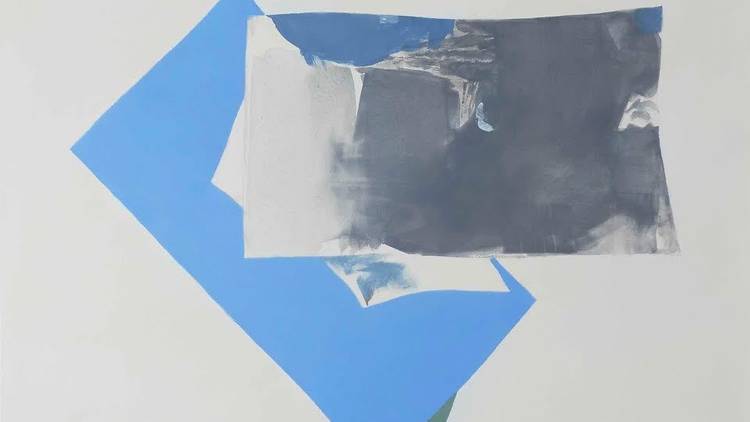 Peter Joseph, Blue and dark Grey, 2015. Acrylique sur toile. 137 x 114 cm