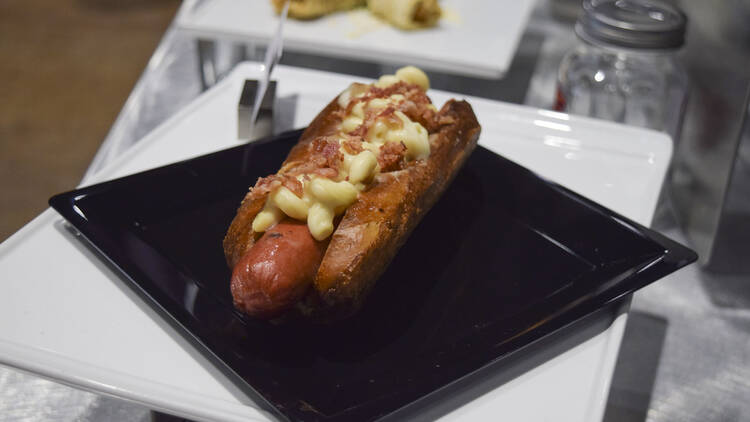 Bacon Mac and Cheese Dog