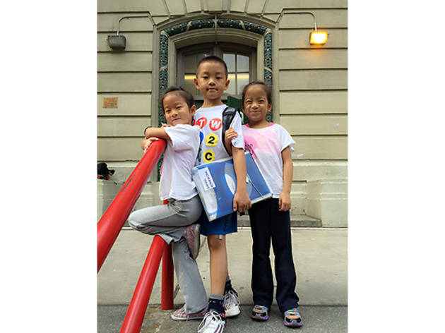 Giovanna (7), Rafael (9) and Adrianna (7), Times Square