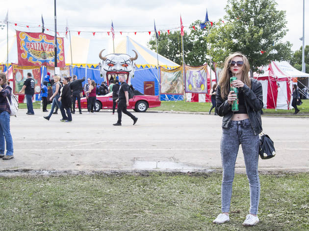 Soggy weather didn't dissuade attendees from showing up to the first day of Riot Fest, September 11, 2015.