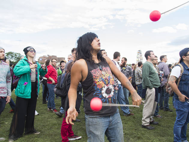 Soggy weather didn't dissuade attendees from showing up to the first day of Riot Fest, September 11, 2015.