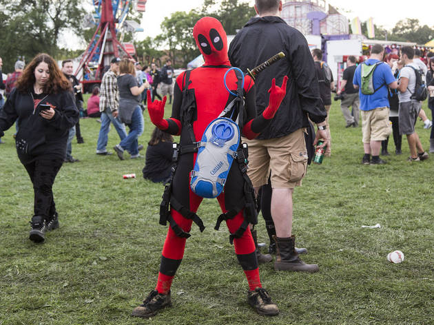 Soggy weather didn't dissuade attendees from showing up to the first day of Riot Fest, September 11, 2015.