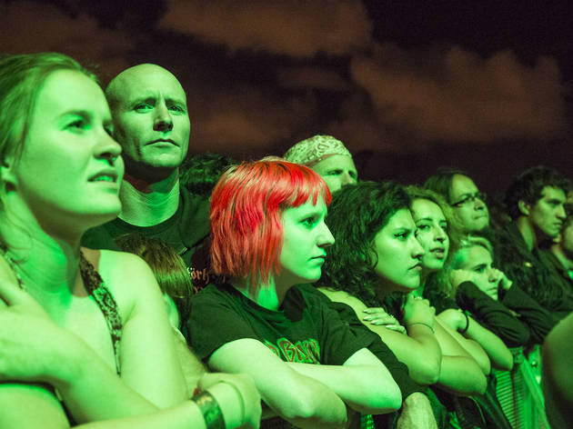 Soggy weather didn't dissuade attendees from showing up to the first day of Riot Fest, September 11, 2015.