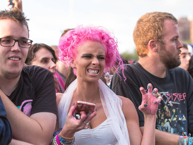 Soggy weather didn't dissuade attendees from showing up to the first day of Riot Fest, September 11, 2015.
