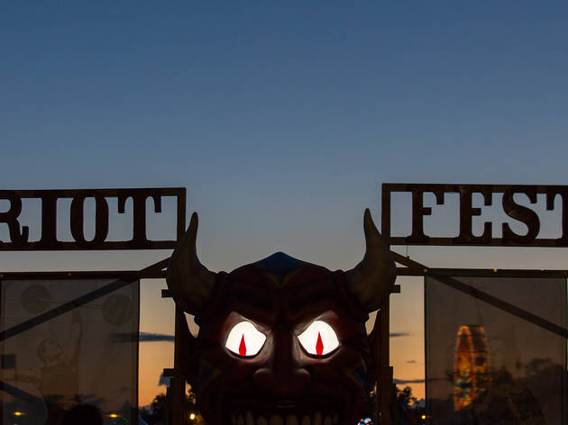 Soggy weather didn't dissuade attendees from showing up to the first day of Riot Fest, September 11, 2015.