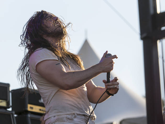 Andrew W.K. turned in a set on the final day of Riot Fest, September 13, 2015.