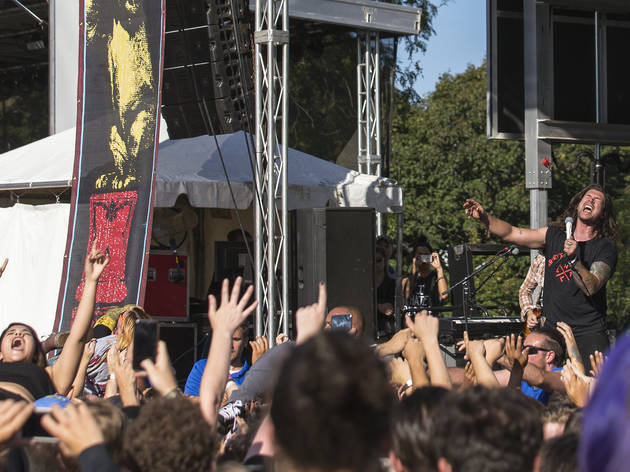 Taking Back Sunday turned in a set on the final day of Riot Fest, September 13, 2015.