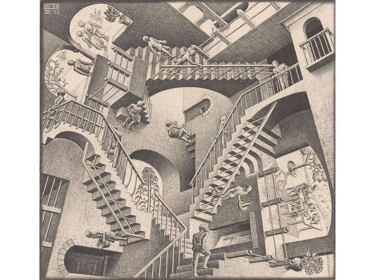 MC Escher is in the house! Turning it upside down, of course