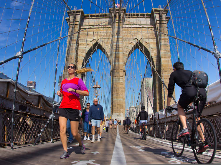 Bike across the Brooklyn Bridge