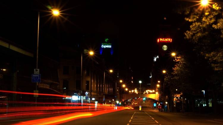 Manchester Oxford Road by night