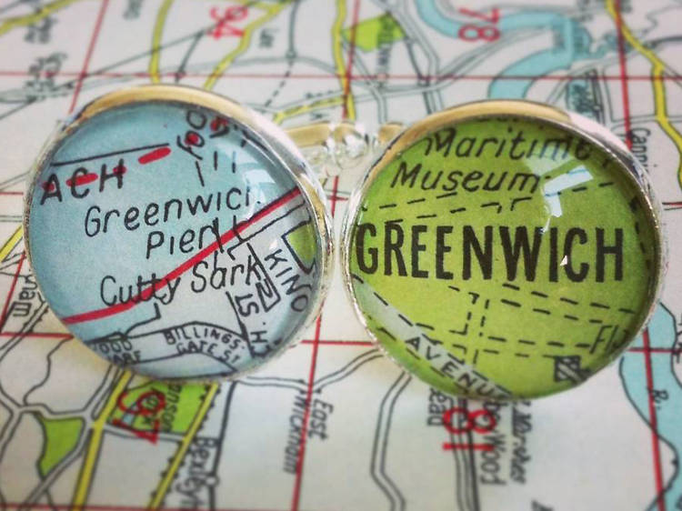 Personalised Silver Plated London Map Cufflinks