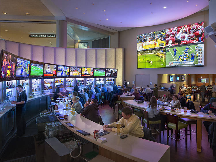 Cheer with fans at a sports bar