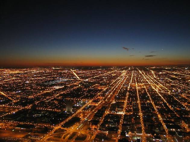 Is Chicago about to lose its orange glow? Westward view from the Willis Tower