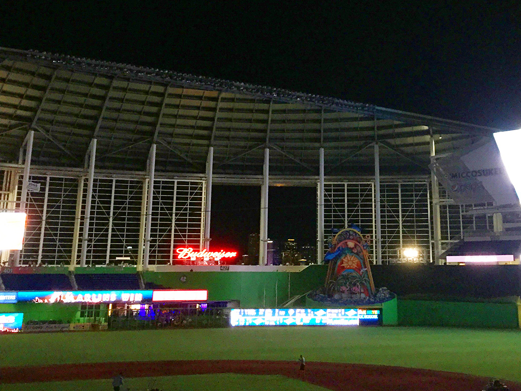 Miami Florida. Marlins Park detail of he pool at the Clevelander