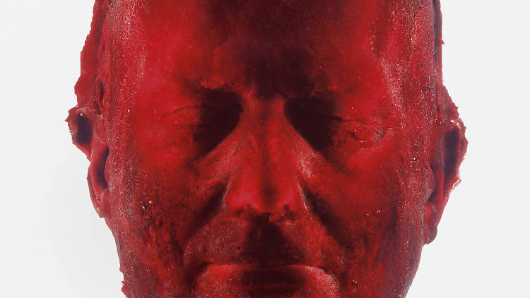 A sculpture of his head made out of his own blood