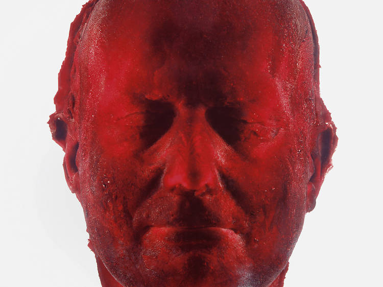 A sculpture of his head made out of his own blood