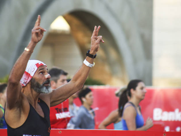 Participants started the race and crossed the finish line in Grant Park at the 2015 Chicago Marathon.