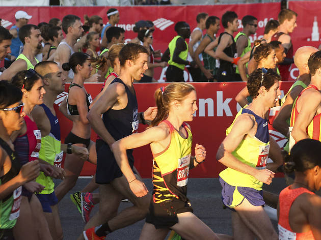 Participants started the race and crossed the finish line in Grant Park at the 2015 Chicago Marathon.