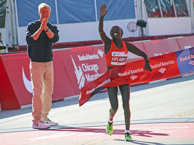 Participants started the race and crossed the finish line in Grant Park at the 2015 Chicago Marathon.