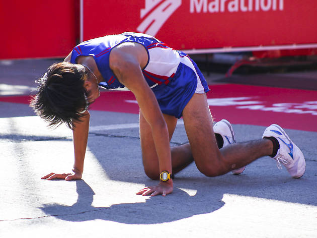 Participants started the race and crossed the finish line in Grant Park at the 2015 Chicago Marathon.