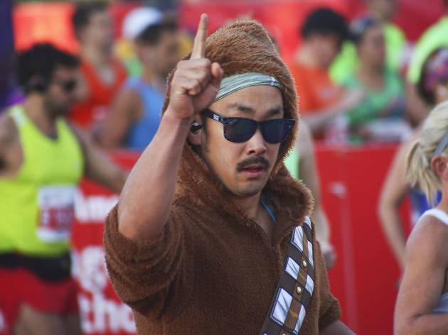 Participants started the race and crossed the finish line in Grant Park at the 2015 Chicago Marathon.