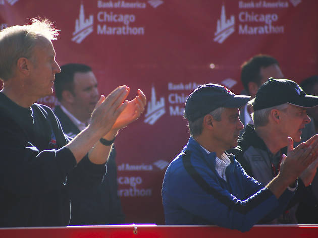 Participants started the race and crossed the finish line in Grant Park at the 2015 Chicago Marathon.